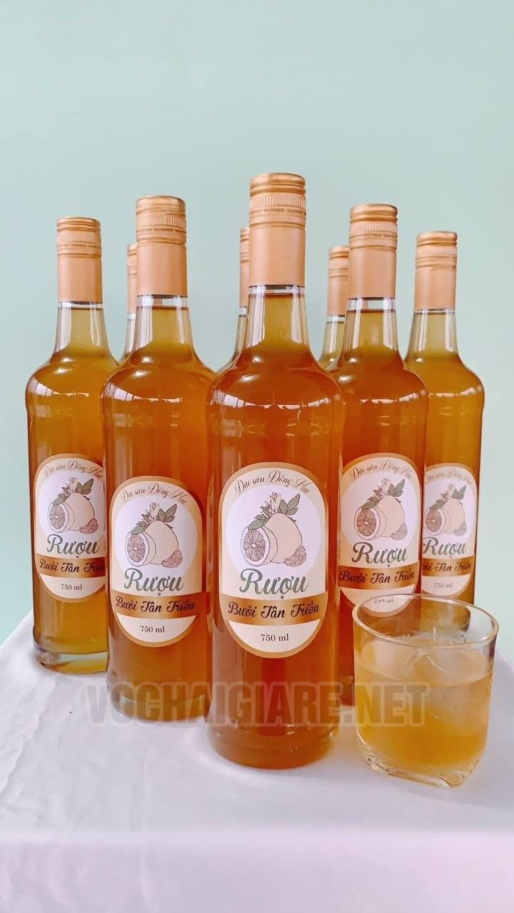Chai rượu thủy tinh tròn Vodka 750