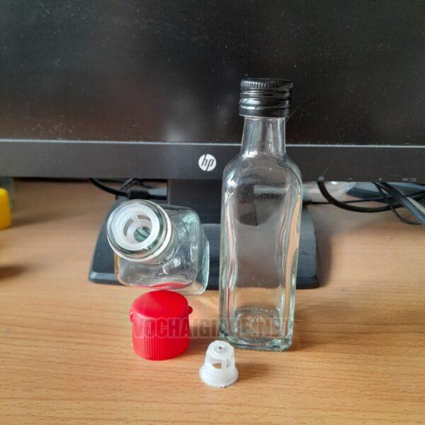 Chai thủy tinh vuông 100ml nắp nhôm